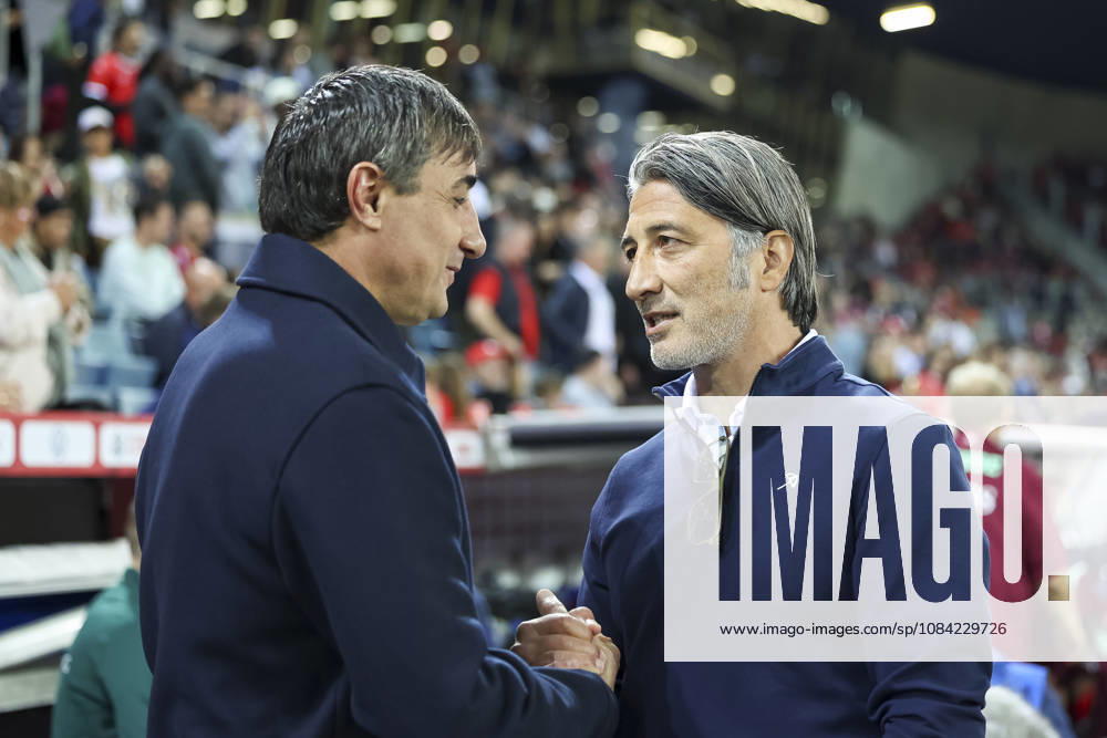 Goce Sedloski (Nordmazedonien, Trainer) und Murat Yakin (Schweiz, Trainer) vor Spielbeginn , Schweiz, UEFA , Nations League, Matchday 4, Schweiz vs. Nordmazedonien, 06.10.2026, Luzern Swissporarena Schweiz