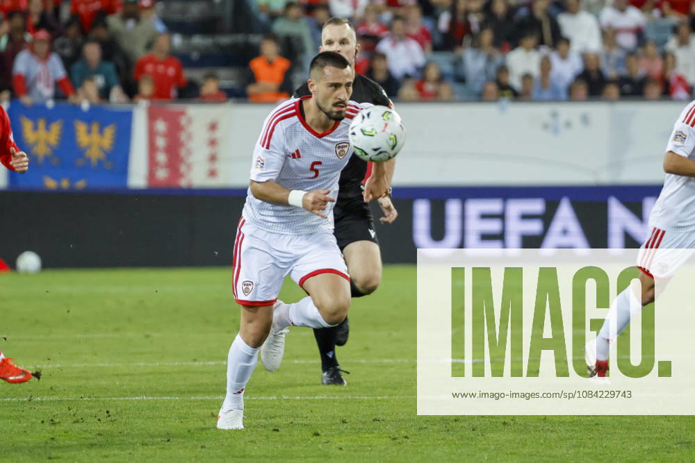 Gjorko Zajkov (Nordmazedonien, 05) am Ball , Schweiz, UEFA , Nations League, Matchday 4, Schweiz vs. Nordmazedonien, 06.10.2026, Luzern Swissporarena Schweiz