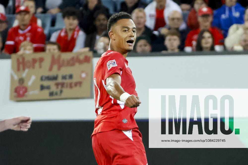 Dan Ndoye (Schweiz, 11), Mimik, Gesichtsausdruck, Emotion , Schweiz, UEFA , Nations League, Matchday 4, Schweiz vs. Nordmazedonien, 06.10.2026, Luzern Swissporarena Schweiz