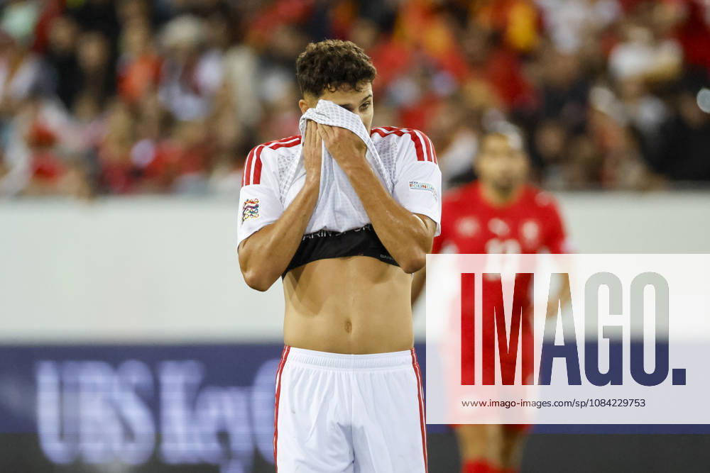 Agon Elezi (Nordmazedonien, 15), Mimik, Gesichtsausdruck, Emotion , Schweiz, UEFA , Nations League, Matchday 4, Schweiz vs. Nordmazedonien, 06.10.2026, Luzern Swissporarena Schweiz