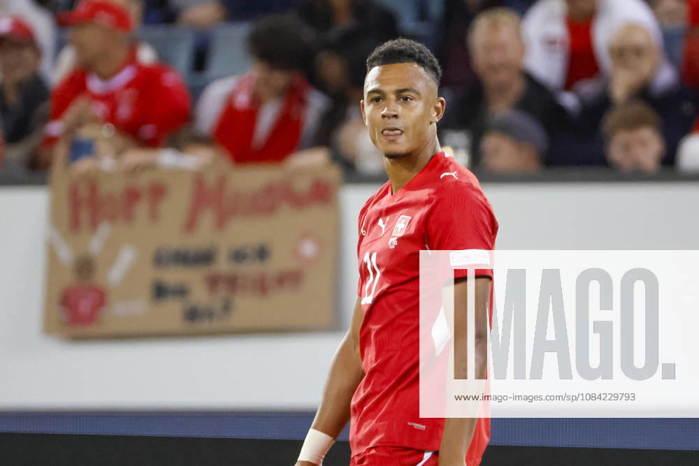 Dan Ndoye (Schweiz, 11), Mimik, Gesichtsausdruck, Emotion , Schweiz, UEFA , Nations League, Matchday 4, Schweiz vs. Nordmazedonien, 06.10.2026, Luzern Swissporarena Schweiz