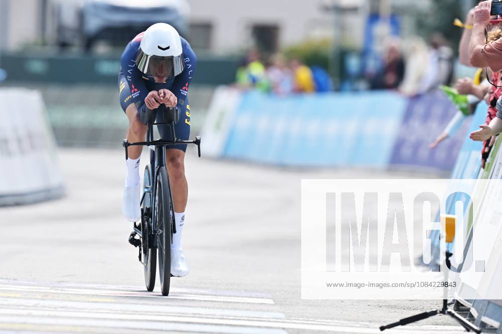 Spain s Hector Alvarez Martinez crosses the finish line to win the Men U23 Individual Time Trial race (22km) at the cycling UEC Road European Championships, in Ljubljana, Slovenia, on Wednesday 7 October 2026. The UEC Road European Championships are taking place from 02 to 07 October in Ljubljana, Slovenia. DAVIDxPINTENS x189041272x