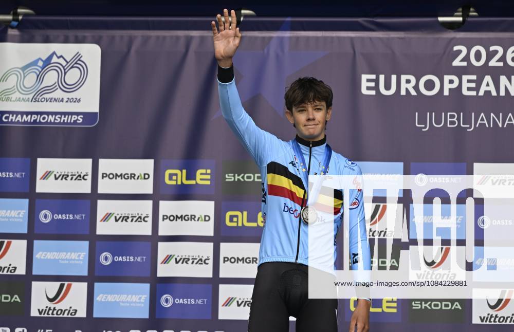 UEC 2026 Road European Championships Ljubljana 07 10 2026 SENCUR, SLOVENIA - OCTOBER 07 : silver medal Van kerckhove Matisse (BEL) pictured during the podium ceremony of the Individual Time Trial Men Under 23 at the 2026 UEC Road European Championships. An UCI Continental Championships time trial cycling race with start and finish in Sencur on October 7, 2026 in Sencur, Slovenia, 07 10 2026 Sencur Slovenia