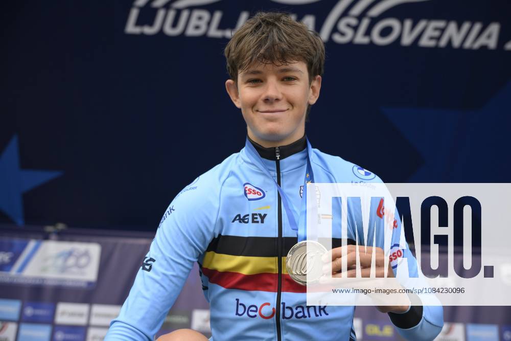 UEC 2026 Road European Championships Ljubljana 07 10 2026 SENCUR, SLOVENIA - OCTOBER 07 : silver medal Van kerckhove Matisse (BEL) pictured during the podium ceremony of the Individual Time Trial Men Under 23 at the 2026 UEC Road European Championships. An UCI Continental Championships time trial cycling race with start and finish in Sencur on October 7, 2026 in Sencur, Slovenia, 07 10 2026 Sencur Slovenia