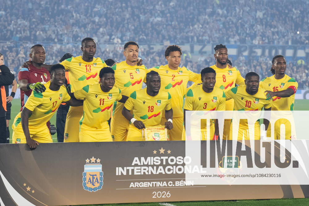 Benin players pose for an official photo during the International Friendly, Länderspiel, Nationalmannschaft match between Argentina and Benin, at the Estadio Monumental Antonio V. Liberti, on October 6, 2026, in Buenos Aires, Argentina. Lionel Messi plays his last match for Argentina after announcing his retirement from the national team, Nationalteam Richard Callis Fotoarena (Richard Callis SPP)