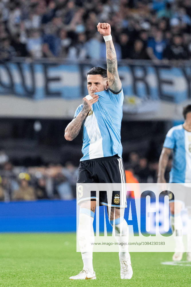 Nicolas Otamendi of Argentina celebrates after scoring the team s first goal during the International Friendly, Länderspiel, Nationalmannschaft football match between Argentina and Benin, at the Estadio Monumental Antonio V. Liberti, on October 6, 2026, in Buenos Aires, Argentina. Richard Callis Fotoarena (Richard Callis SPP)