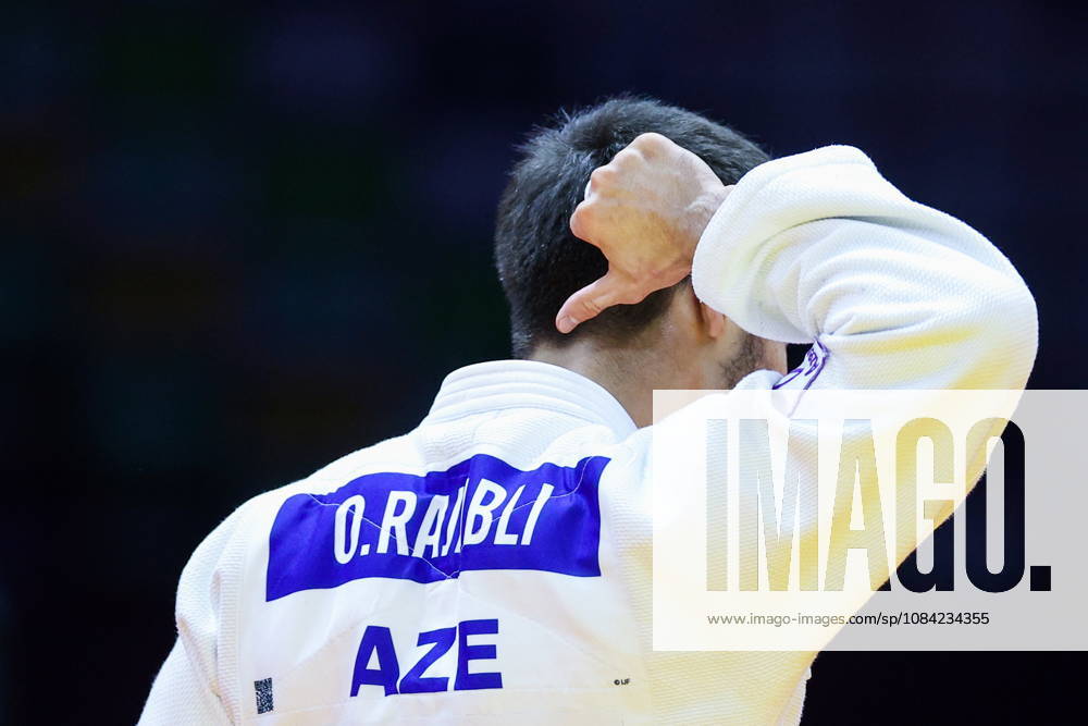 AZERBAIJAN, BAKU - OCTOBER 7, 2026: Omar Radzhabli of Azerbaijan after a -81 kg bout against Abylaikhan Zhubanazar of Kazakhstan as part of the 2026 World Judo Championships at the National Gymnastics Arena 2026 World Judo Championships In Baku - ZUMAt113 20261007_zaa_t113_448