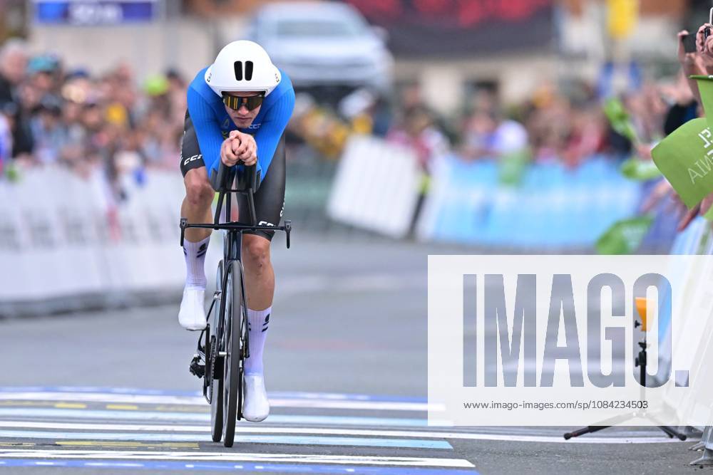 Sweden s Jakob Soderqvist crosses the finish line of the Men Elite Individual Time Trial race (22km) at the cycling UEC Road European Championships, in Ljubljana, Slovenia, on Wednesday 7 October 2026. The UEC Road European Championships are taking place from 02 to 07 October in Ljubljana, Slovenia. DAVIDxPINTENS x189071936x