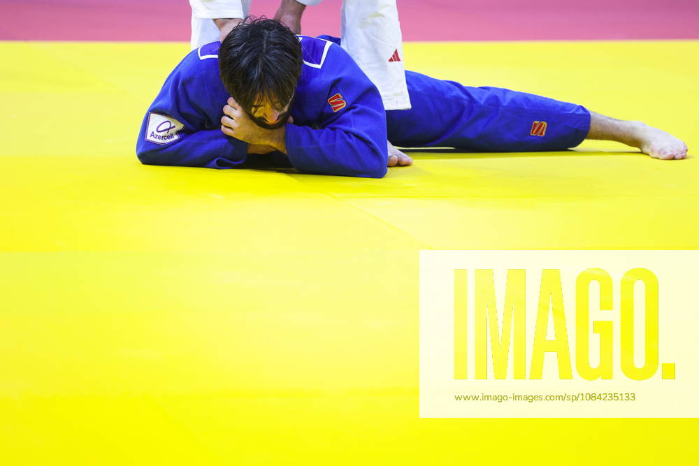 AZERBAIJAN, BAKU - OCTOBER 7, 2026: Zelim Tckaev of Azerbaijan competes with Tato Grigalashvili of Georgia in a -81 kg bout as part of the 2026 World Judo Championships at the National Gymnastics Arena 2026 World Judo Championships In Baku - ZUMAt113 20261007_zaa_t113_499