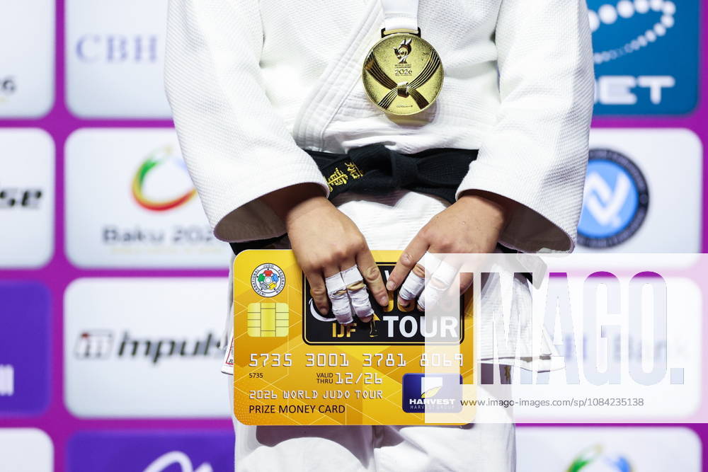 AZERBAIJAN, BAKU - OCTOBER 7, 2026: 1st placed Haruka Kaju of Japan attends an award ceremony for the women s -63 kg category during the 2026 World Judo Championships at the National Gymnastics Arena. Mikhail Sinitsyn TASS 98916453