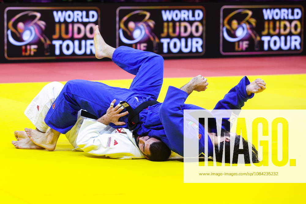 AZERBAIJAN, BAKU - OCTOBER 7, 2026: Tato Grigalashvili (L) of Georgia and Zelim Tckaev of Azerbaijan compete in their -81 kg bout as part of the 2026 World Judo Championships at the National Gymnastics Arena. Mikhail Sinitsyn TASS 98918064