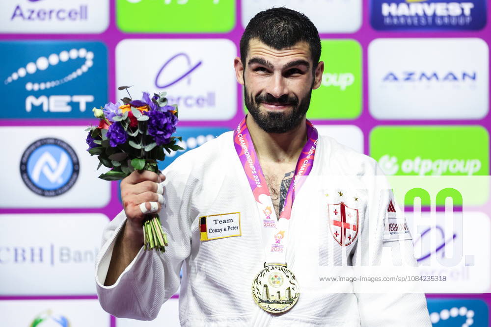 AZERBAIJAN, BAKU - OCTOBER 7, 2026: 1st placed Tato Grigalashvili of Georgia attend an award ceremony for the men s -81 kg category during the 2026 World Judo Championships at the National Gymnastics Arena 2026 World Judo Championships In Baku - ZUMAt113 20261007_zaa_t113_509