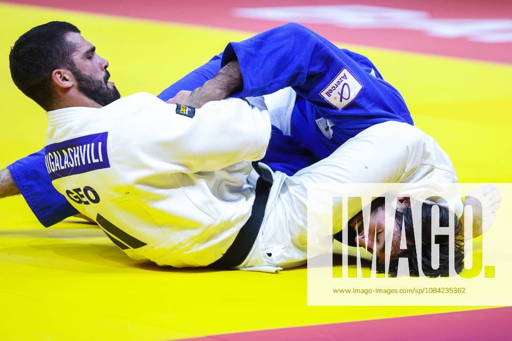 AZERBAIJAN, BAKU - OCTOBER 7, 2026: Tato Grigalashvili (L) of Georgia and Zelim Tckaev of Azerbaijan compete in their -81 kg bout as part of the 2026 World Judo Championships at the National Gymnastics Arena 2026 World Judo Championships In Baku - ZUMAt113 20261007_zaa_t113_514