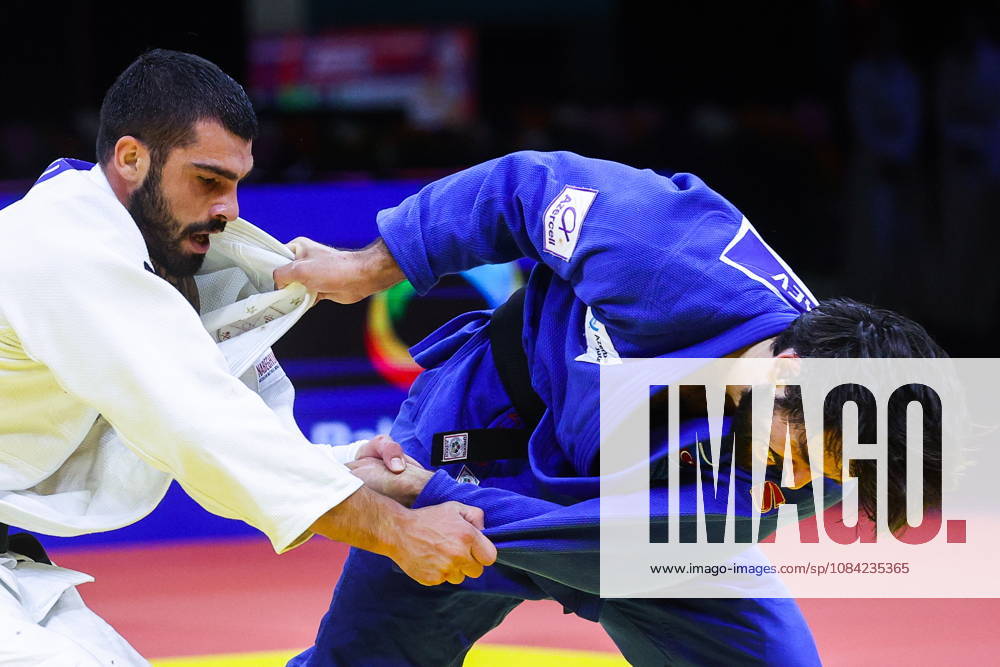 AZERBAIJAN, BAKU - OCTOBER 7, 2026: Tato Grigalashvili (L) of Georgia and Zelim Tckaev of Azerbaijan compete in their -81 kg bout as part of the 2026 World Judo Championships at the National Gymnastics Arena 2026 World Judo Championships In Baku - ZUMAt113 20261007_zaa_t113_515