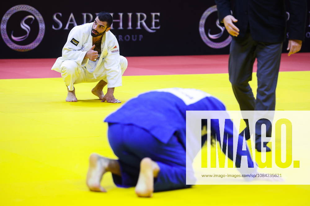 AZERBAIJAN, BAKU - OCTOBER 7, 2026: Tato Grigalashvili (L) of Georgia and Zelim Tckaev of Azerbaijan compete in their -81 kg bout as part of the 2026 World Judo Championships at the National Gymnastics Arena 2026 World Judo Championships In Baku - ZUMAt113 20261007_zaa_t113_528