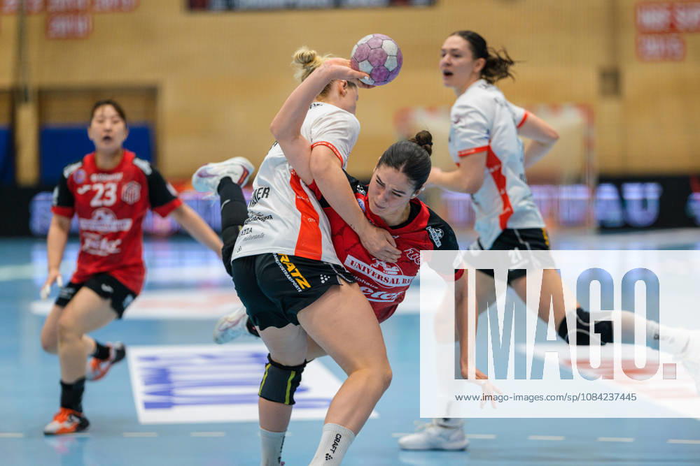 Maxi Muehlner (HSG Blomberg-Lippe, 10), Luca Csikos (Thueringer HC, 05) GER, Thueringer HC gegen HSG Blomberg-Lippe, Handball, Alsco Handball Bundesliga Frauen, Saison 2026 2027, 5. Spieltag, Sonntag, 19.30 Uhr, 07.10.2026 GER, Thueringer HC gegen HSG Blomberg-Lippe, Handball, Alsco Handball Bundesliga Frauen, Saison 2026 2027, 5. Spieltag, Sonntag, 19.30 Uhr, 07.10.2026 Bad Langensalza