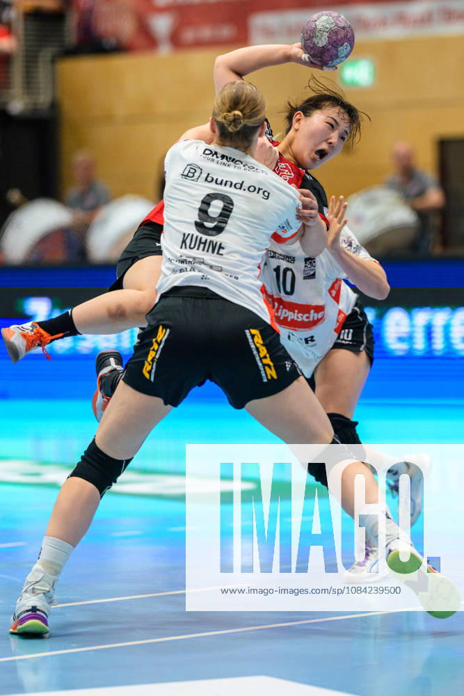 Natsuki Aizawa (Thueringer HC, 23), Nieke Kuehne (HSG Blomberg-Lippe, 09), Maxi Muehlner (HSG Blomberg-Lippe, 10) GER, Thueringer HC gegen HSG Blomberg-Lippe, Handball, Alsco Handball Bundesliga Frauen, Saison 2026 2027, 5. Spieltag, Sonntag, 19.30 Uhr, 07.10.2026 GER, Thueringer HC gegen HSG Blomberg-Lippe, Handball, Alsco Handball Bundesliga Frauen, Saison 2026 2027, 5. Spieltag, Sonntag, 19.30 Uhr, 07.10.2026 Bad Langensalza