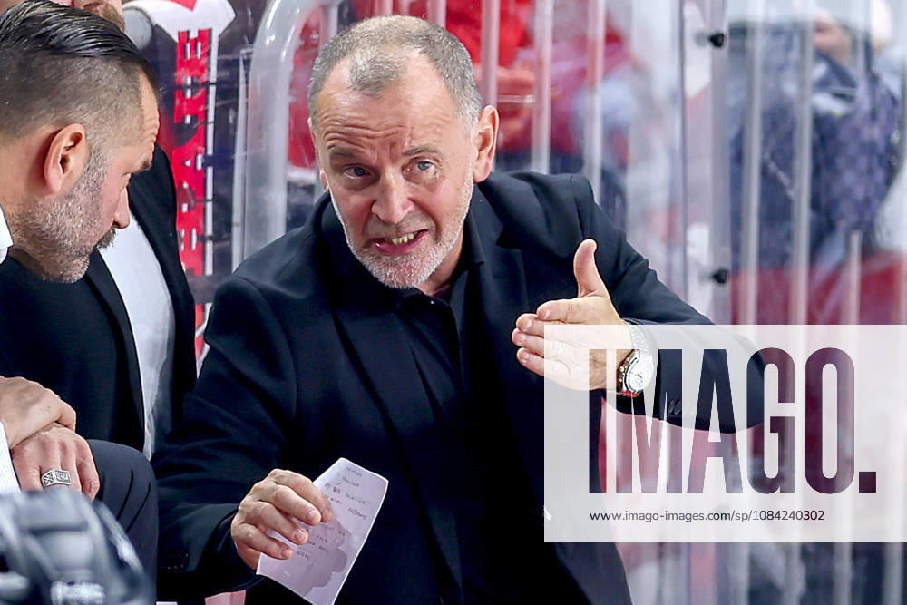 Eishockey, CHL, Kölner Haie - Blue Fox Herning, Champions Hockey League 2026 27, 5. Spieltag, Saison 2026 27, Lanxess-Arena Köln: Cheftrainer Thomas Berglund (Koelner Haie hc) gestikulierend am Spielfeldrand Nordrhein-Westfalen Deutschland