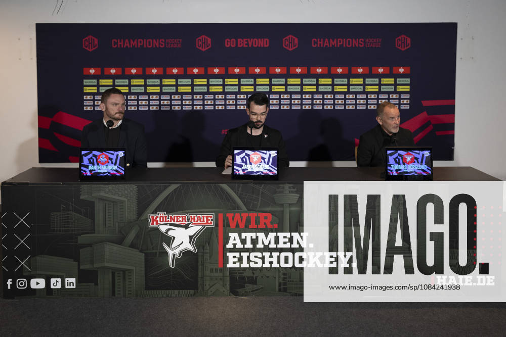 CHL; Kölner Haie - Herning Blue Fox; Köln, 07.10.2026 Garth Murrax (Herning Blue Fox, Head Coach); Jason Schade; Thomas Berglund (Kölner Haie, Head Coach); CHL; Kölner Haie - Herning Blue Fox am 07.10.2026 in der Lanxessarena in Köln (Deutschland).