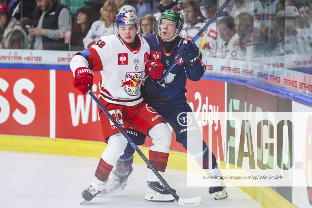 Ice hockey, Eishockey - CHL, EC RBS vs Berlin SALZBURG,AUSTRIA,07.OCT.26 - ICE HOCKEY - CHL, Champions Hockey League, group stage, EC Red Bull Salzburg vs Eisbaeren Berlin. Image shows Adrian Christian Gesson (EC RBS) and Jonas Mueller (Berlin). GEPAxpictures Geieregger