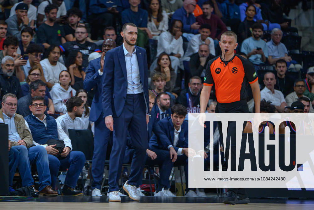 EuroLeague 2026, Paris Basketball vs LDLC ASVEL Villeurbanne, Basketball Paris Basket Head Coach MAXIME LEFEVRE during the EuroLeague 2026 match between Paris Basketball and LDLC ASVEL Villeurbanne at Adidas Arena on October 07, 2026 in Paris, France. Paris Adidas Arena France
