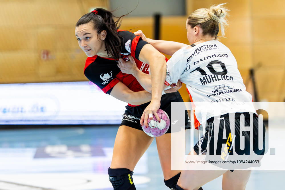 GER, Handball, Frauen, Saison 2026 2027, Alsco 1.Bl, 5.Spieltag, Thüringer HC - HSG Blomberg-Lippe Maxi Muehlner (HSG Blomberg-Lippe), Jana Leonie Scheib (Thueringer HC,20) 99947 Bad Langensalza Salza Halle Sporthalle Mehrz Thüringen Deutschland