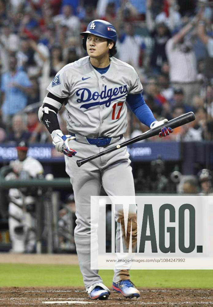 Baseball: Division Series between Dodgers and Braves Los Angeles Dodgers designated hitter Shohei Ohtani reacts after striking out in the fourth inning of Game 4 of the National League Division Series against the Atlanta Braves at Truist Park in Atlanta on Oct. 7, 2026. A14AA0005630415P