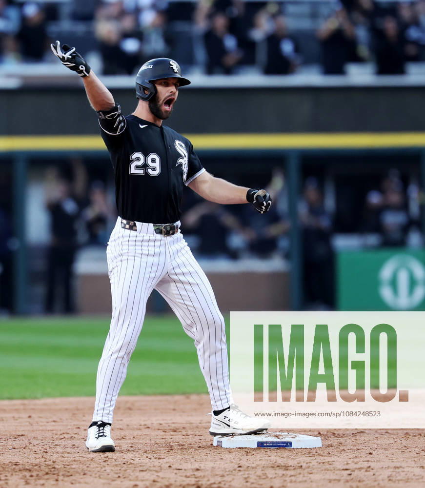 The Chicago White Sox Tristan Peters celebrates his double in the fourth inning against the Cleveland Guardians in Game 3 of the American League Division Series at Rate Field on Wednesday, Oct. 7, 2026, in Chicago. ( Chicago Tribune TNS) SPORTS-BBA-GUARDIANS-WHITESOX-2-TB - ZUMAARDI 0868872930st