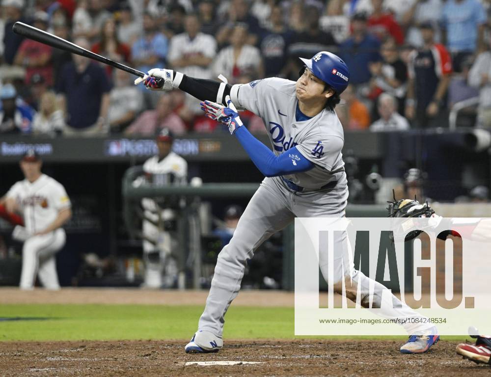 Baseball: Division Series between Dodgers and Braves Los Angeles Dodgers designated hitter Shohei Ohtani flies out in the eighth inning of Game 4 of the National League Division Series against the Atlanta Braves at Truist Park in Atlanta on Oct. 7, 2026. A14AA0005630421P