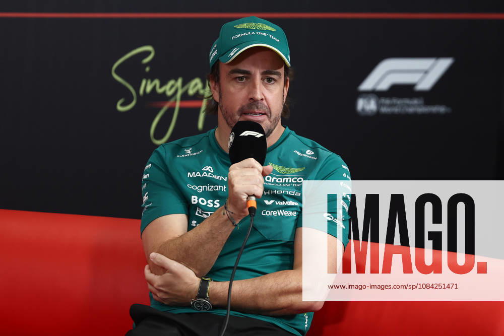 F1 Singapore Grand Prix 2026 Previews Fernando Alonso of Aston Martin Aramco during the press conference, PK, Pressekonferenz ahead of the Formula 1 Singapore Grand Prix at Marina Bay Street Circuit in Singapore on October 8, 2026. Singapore Singapore