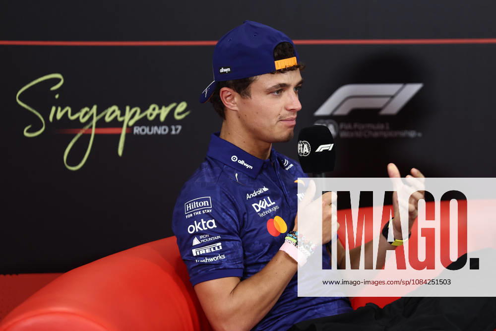 F1 Singapore Grand Prix 2026 Previews Lando Norris of McLaren during the press conference, PK, Pressekonferenz ahead of the Formula 1 Singapore Grand Prix at Marina Bay Street Circuit in Singapore on October 8, 2026. Singapore Singapore