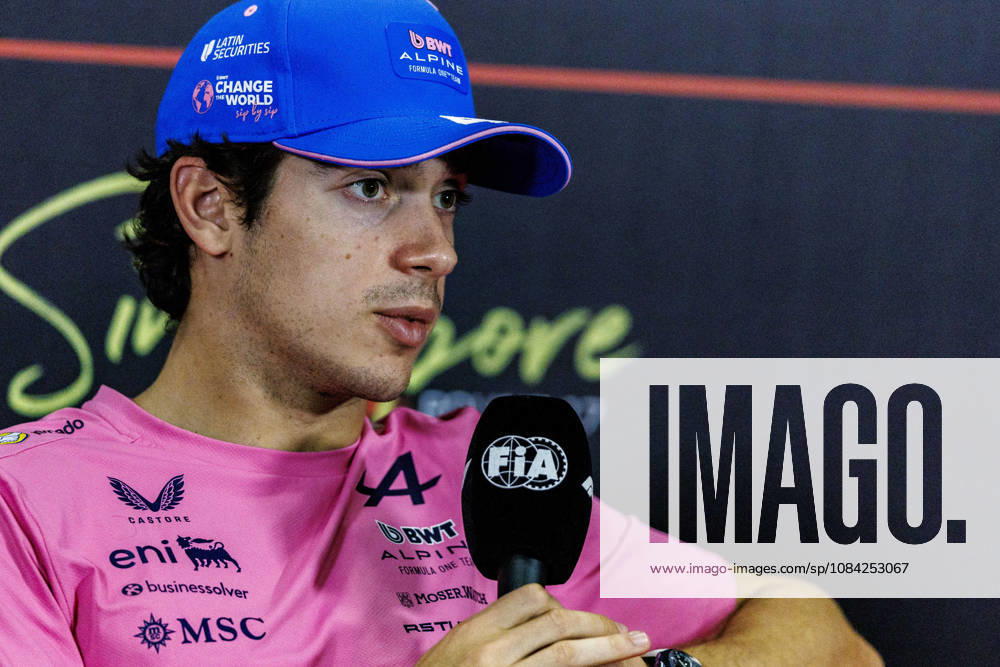 8th October 2026; Marina Bay, Singapore; Formula 1, Singapore Grand Prix, Arrival Day; Franco Colapinto (43) of Argentina and BWT Alpine Formula One Team during the press conference, PK, Pressekonferenz at the Singapore Grand Prix StephenxBlackberry