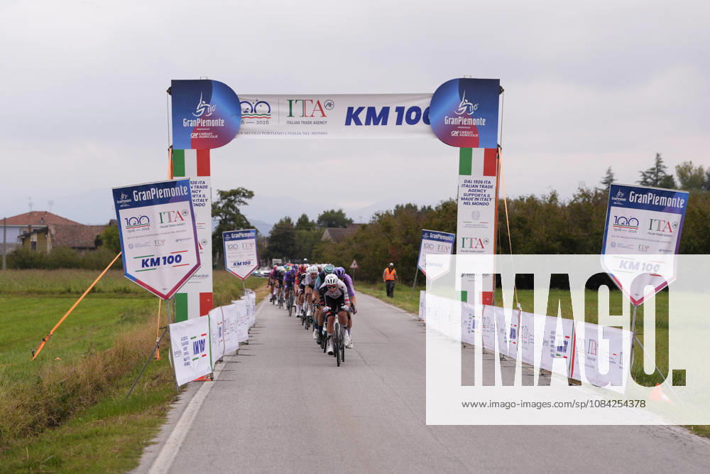 The pack rides during the 110th edition of the Gran Piemonte 2026 a 185 km one day race from Asti to Bra on October 08, 2026, Italy.