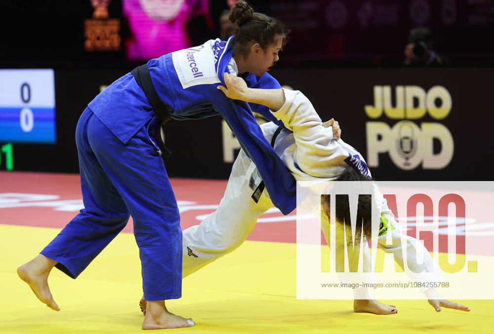 AZERBAIJAN, BAKU - OCTOBER 8, 2026: Madina Taimazova (R) of Russia and Aleksandra Andric of Serbia compete in their -70 kg bout as part of the 2026 World Judo Championships at the National Gymnastics Arena 2026 World Judo Championships In Baku - ZUMAt113 20261008_zaa_t113_458