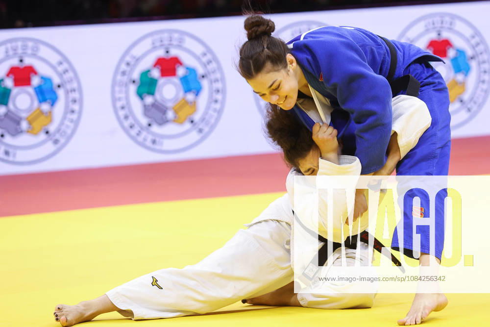 AZERBAIJAN, BAKU - OCTOBER 8, 2026: Madina Taimazova (bottom) of Russia and Aleksandra Andric of Serbia compete in their -70 kg bout as part of the 2026 World Judo Championships at the National Gymnastics Arena 2026 World Judo Championships In Baku - ZUMAt113 20261008_zaa_t113_499