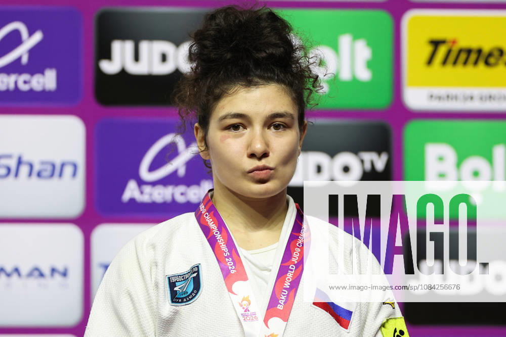 AZERBAIJAN, BAKU - OCTOBER 8, 2026: 3rd placed Madina Taimazova of Russia pose during an award ceremony for the women s -70 kg category during the 2026 World Judo Championships at the National Gymnastics Arena 2026 World Judo Championships In Baku - ZUMAt113 20261008_zaa_t113_521