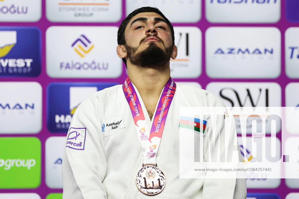AZERBAIJAN, BAKU - OCTOBER 8, 2026: 3rd placed Murad Fatiyev of Azerbaijan poses during an award ceremony for the men s -90 kg category as part of the 2026 World Judo Championships at the National Gymnastics Arena 2026 World Judo Championships In Baku - ZUMAt113 20261008_zaa_t113_546