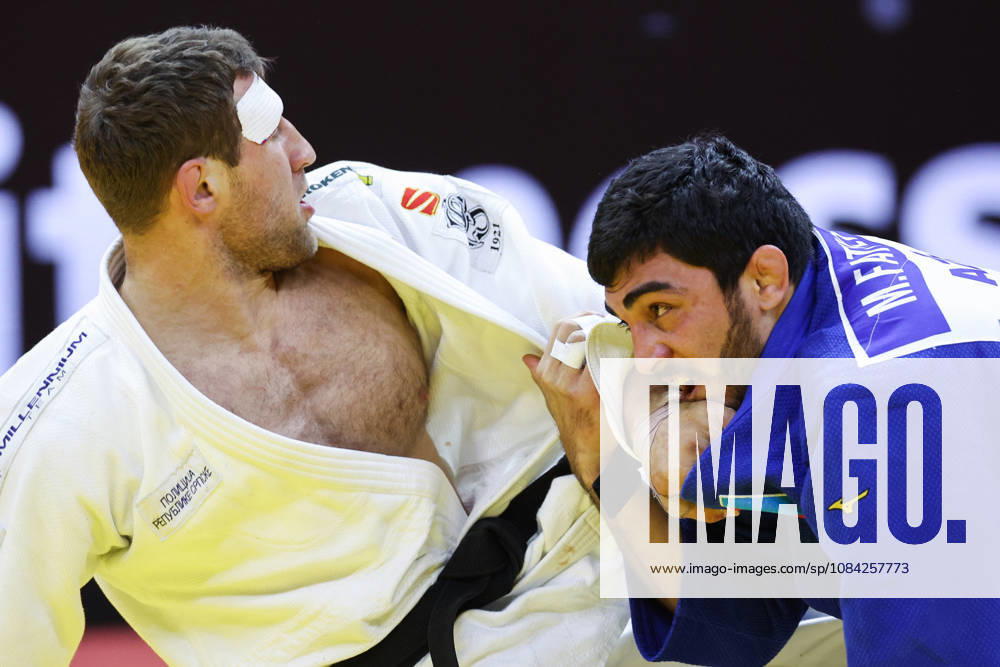AZERBAIJAN, BAKU - OCTOBER 8, 2026: Murad Fatiyev (R) of Azerbaijan and Nemanja Majdov of Serbia compete in their -90 kg bout as part of the 2026 World Judo Championships at the National Gymnastics Arena. Mikhail Sinitsyn TASS 98958130