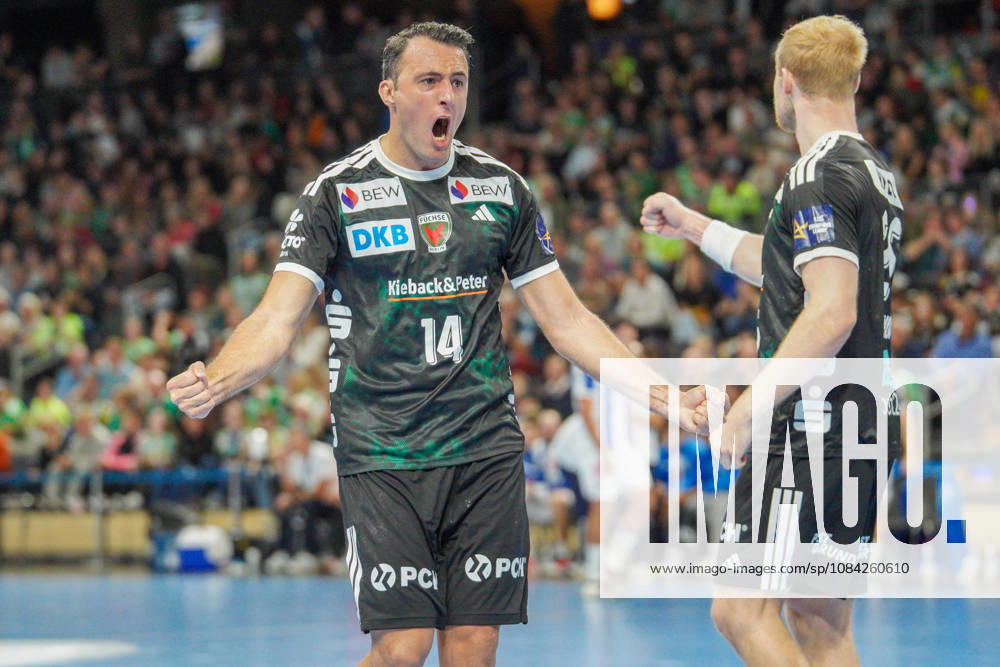 Im Bild: Aitor Arino (Fuechse Berlin, 14), Jubel, Freude 08.10.2026, Fuechse Berlin - FC Porto, EHF Handball Champions League, Saison 2026 27, Max-Schmeling-Halle
