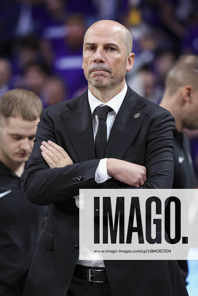 Joan Penarroya, head coach of Partizan Mozzart Bet Belgrade, looks on during the Euroleague Basketball Regular Season Round 4 game between Real Madrid v Partizan Mozzart Bet Belgrade at Movistar Arena on October 08, 2026 in Madrid, Spain. Madrid Spain - ZUMAa181 20261008_zaa_a181_226