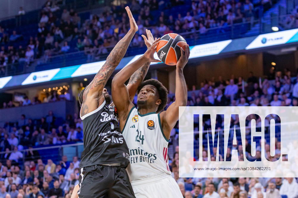 ESP: Euroleague Real Madrid v Partizan Belgrade Nick Smith Jr of Real Madrid and 24part during the Euroleague match between Real Madrid and Partizan Mozzart Bet Belgrade played at Movistar Arena Stadium on October 8 2026 in Madrid Spain Madrid Spain Basketball