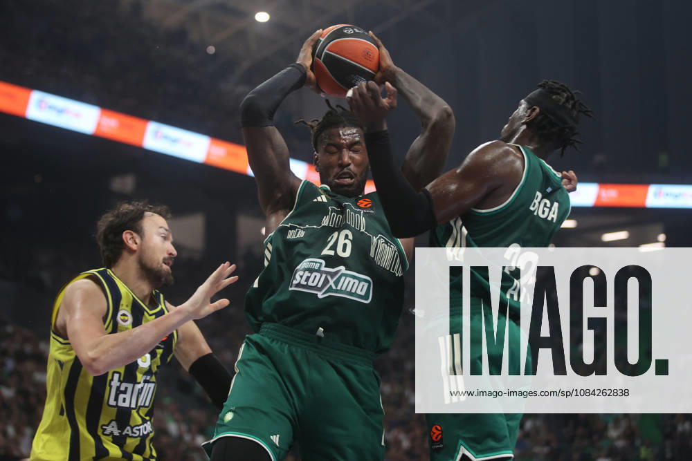 Panatinaikos AKTOR v Fenerbahce Tarfin - EuroLeague ATHENS, GREECE - OCTOBER 8: Mathias Lessort (26) of Panathinaikos AKTOR in action during the EuroLeague Week 4 match between Panathinaikos AKTOR and Fenerbahce Tarfin at OAKA Sports Hall in Athens, Greece, on October 8, 2026. Ayhan Mehmet Anadolu Athens Greece. Editorial use only. Please get in touch for any other usage.