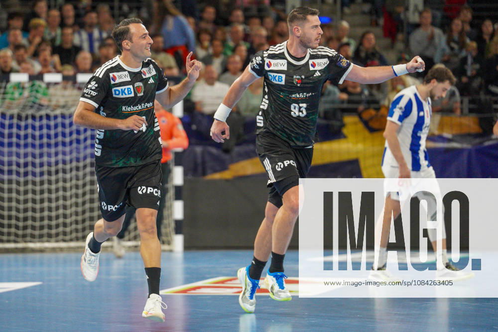 Im Bild: Mijajlo Marsenic (Fuechse Berlin, 93), Tor, Treffer, Jubel, Torjubel, Freude, Begeisterung, feiert, jubelt 08.10.2026, Fuechse Berlin - FC Porto, EHF Handball Champions League, Saison 2026 27, Max-Schmeling-Halle