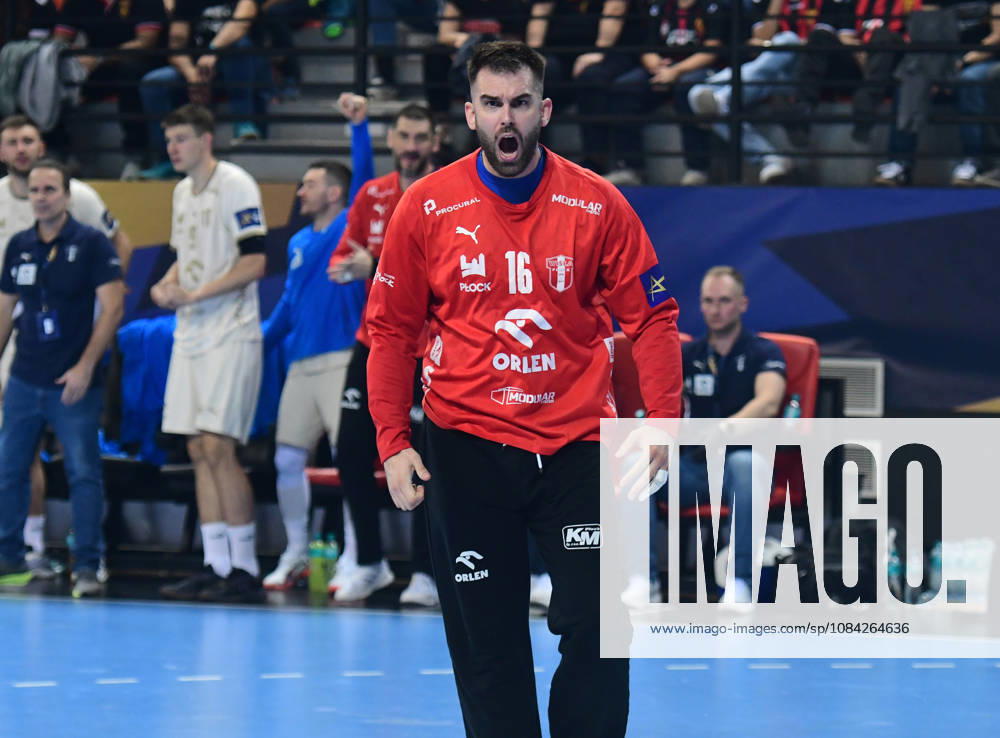 EHF CHAMPIONS LEAGUE.Miljan Vujovic from HC Orlen Wisla Plock celebrates during EHF Champiosn League group phase match between HC Vardar and HC Orlen Wisla Plock in Skopje, North Macedonia, October 19 2026.IMAGo PETR STOJANOVSKI