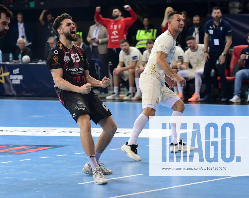 EHF CHAMPIONS LEAGUE. Matteo Fadhuile from HC Vardar celebrates during EHF Champiosn League group phase match between HC Vardar and HC Orlen Wisla Plock in Skopje, North Macedonia, October 19 2026.IMAGo PETR STOJANOVSKI