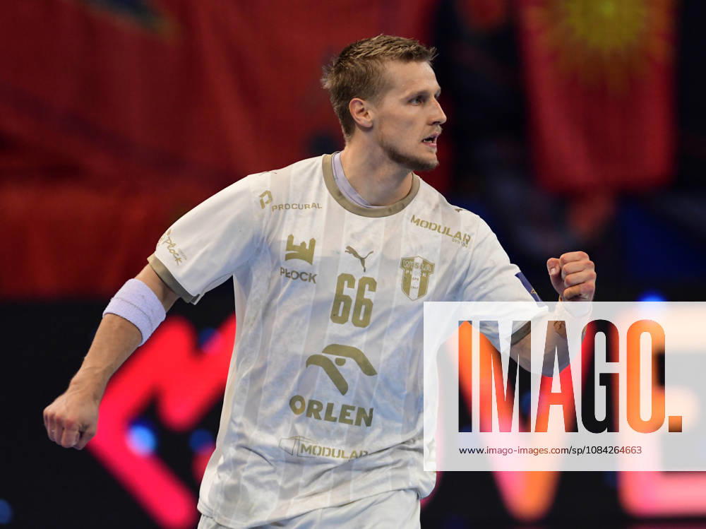 EHF CHAMPIONS LEAGUE.Frederik Bjerre from HC Orlen Wisla Plock celebrates during EHF Champiosn League group phase match between HC Vardar and HC Orlen Wisla Plock in Skopje, North Macedonia, October 19 2026.IMAGo PETR STOJANOVSKI