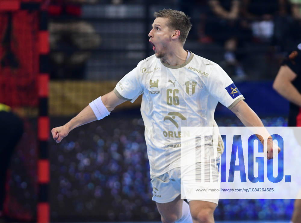 EHF CHAMPIONS LEAGUE.Frederik Bjerre from HC Orlen Wisla Plock celebrates during EHF Champiosn League group phase match between HC Vardar and HC Orlen Wisla Plock in Skopje, North Macedonia, October 19 2026.IMAGo PETR STOJANOVSKI
