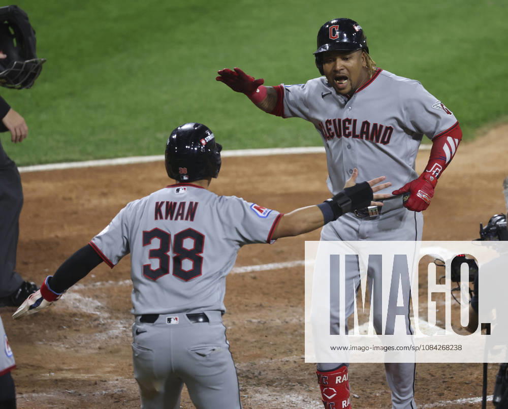 The Cleveland Guardians JOSE RAMIREZ celebrates his two-run home run in the fifth inning against the Chicago White Sox in Game 4 of the American League Division Series at Rate Field in Chicago. Chicago USA - ZUMAm67_ 20261008_zaf_m67_007