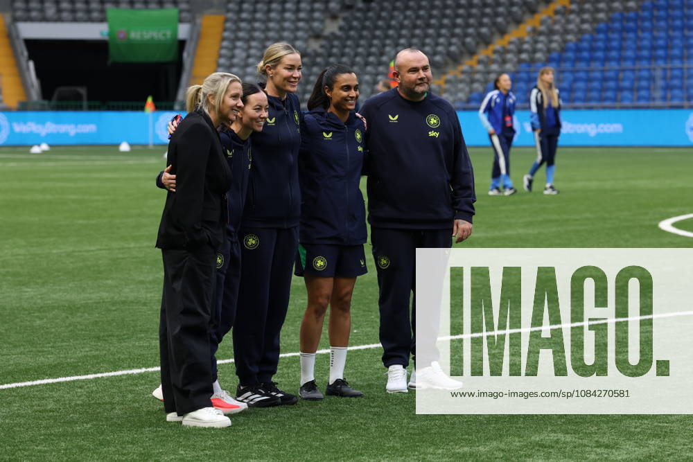 2027 FIFA Women s World Cup Round One Qualifying Play-off First Leg, Astana Arena, Astana, Kazakhstan 9 10 2026 Kazakhstan vs Republic of Ireland Ireland Head Coach Carla Ward, assistant coach Amber Whiteley, goalkeeper coach Emma Byrne, performance analyst Jasmine Mander and assistant coach Stephen Neligan pose for a picture before the game Carla Ward, Amber Whiteley, Emma Byrne, Jasmine Mander and Stephen Neligan 9 10 2026
