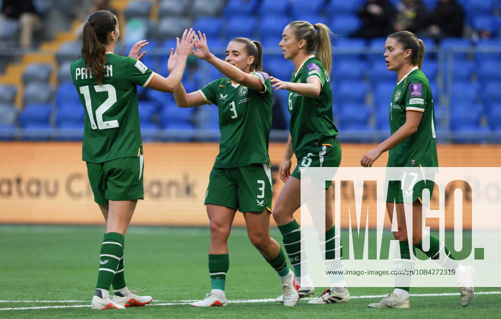 2027 FIFA Women s World Cup Round One Qualifying Play-off First Leg, Astana Arena, Astana, Kazakhstan 9 10 2026 Kazakhstan vs Republic of Ireland Irelands Chloe Mustaki celebrates scoring her sides second goal with teammates Chloe Mustaki celebrates scoring her sides second goal with teammates 9 10 2026